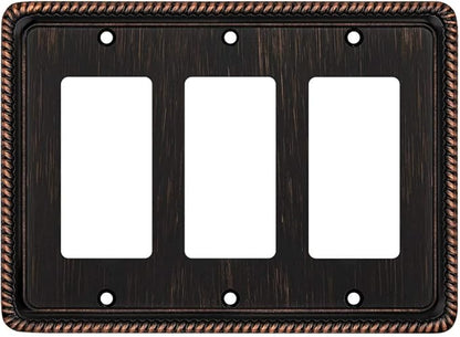 Henne Bery Rope Edge Decorative Wall Plate Switch Plate Outlet Cover (Triple Decorator, Aged Bronze)