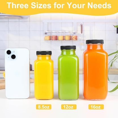 GUANENA 6 Pack Glass Drink Bottles, 8.5 OZ Vintage Square Water Bottles - Image 6