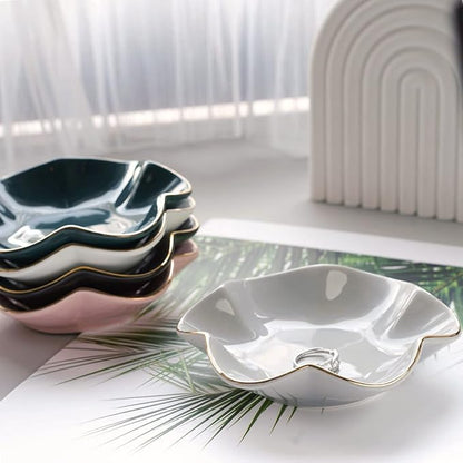 HANKOR 4.7 inch Small Ring Dish, Ceramic Jewelry Holder Tray, Gray Catch All Trinket Bowl for Keys Rings Earrings