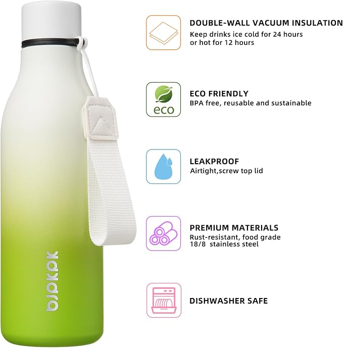 BJPKPK 18oz Insulated Water Bottle, Stainless Steel Bottle - Image 2