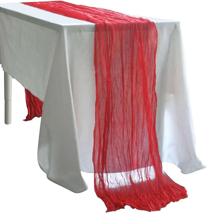 Efavormart 10ft Red Gauze Cheesecloth Table Runner - Image 7