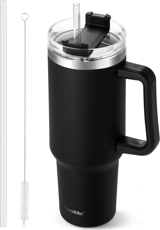 TaroKitc 40 oz Tumbler with Handle | Stainless Steel Insulated Travel Mug Iced by TaroKitc
