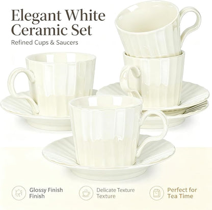 Ceramic Coffee Cup Set, 8 oz Cappuccino Cups - Image 3