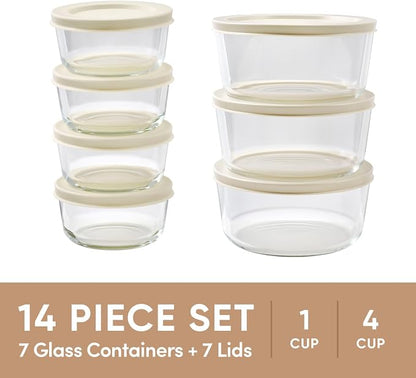 14-Piece Glass Food Storage Containers Set | 1-Cup & 4-Cup, Leakproof | - Image 3