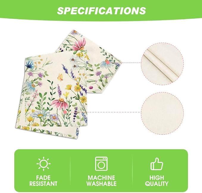 Artoid Mode Daisy Eucalyptus Lavender Floral Leaves Summer Table Runner - Image 5