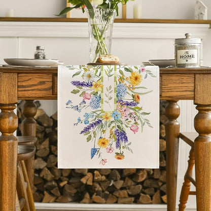 Artoid Mode Bloom Flowers Tulip Spring Table Runner, Seasonal Easter Holiday - Image 2