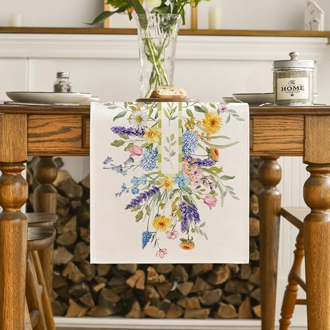 Artoid Mode Bloom Flowers Florals Lavender Summer Table Runner, Seasonal Spring - Image 2