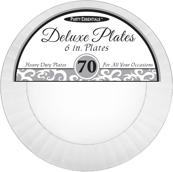 Party Essentials Deluxe Quality Hard Plastic 70 Count Round Party/Dessert Plates - Image 2