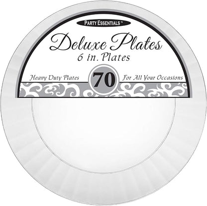 Party Essentials Deluxe Quality Hard Plastic 70 Count Round Party/Dessert Plates - Image 2