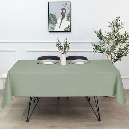 sancua Rectangle Tablecloth - 60 x 84 Inch - Stain and Wrinkle Resistant Washable Polyester Table Cloth, Decorative Fabric Table Cover for Dining Tables, Buffet Parties and Camping, Sage Green