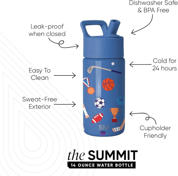 Simple Modern Kids Water Bottle & Toddler Cup | 14oz | Sports | Insulated - Image 2