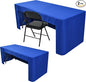 Nasitos 2 Pack Royal Blue 8ft Tablecloth Fitted-Open Back Folding Table Cover Washable and Wrinkle Resistant Rectangular Table Cloth for Trade Show, Book Fair, Career Fair, Convention, Events