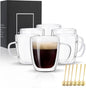 VENVENWEAVS Glass Coffee Mugs Set Of 6, 13.5 OZ Insulated Double Wall Coffee by PREMIUMGLASSWARE