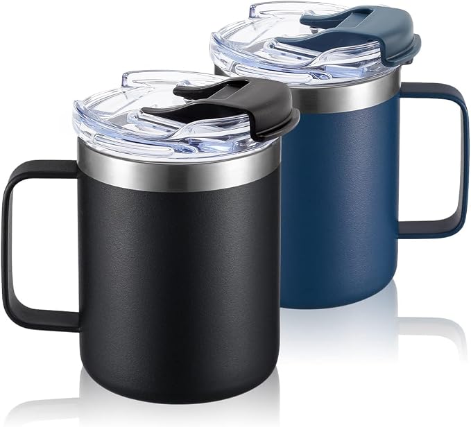 12oz Insulated Travel Coffee Mug by ALOUFEA