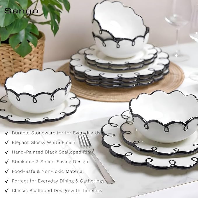 Sango 12-Piece Stoneware Dinnerware Set - Image 3