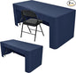 Nasitos 2 Pack Fitted Tablecloth for 4 Foot Tables-Navy Open Back Folding Table Cover Washable and Wrinkle Resistant Table Cloth for Trade Show, Book Fair, Career Fair, Convention, Events