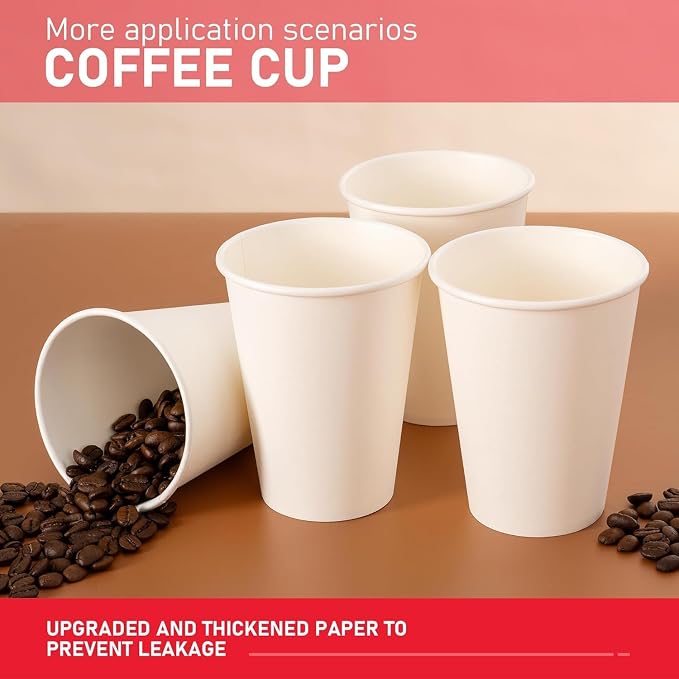12 oz 500 Pack Paper Coffee Cups, Hot Disposable Paper Cups, Thickened - Image 4