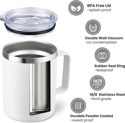 MEWAY 12oz Coffee Mug With Handle 8 Pack Bulk, Stainless Steel Insulated Travel - Image 2