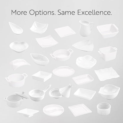 Restaurantware 4.1 x 2.9 Inch Mini Dishes 10 Rectangle Sauce Plates - Concave Design Oven-Safe White Porcelain Tasting Dishes Microwave-Safe Serve Appetizers Desserts or Condiments