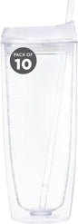 Custom Tall Orbit Acrylic Tumblers 20 oz. Set of 10, Personalized Bulk Pack - Perfect for Iced Coffee, Soda, Other Hot & Cold Beverages - Clear