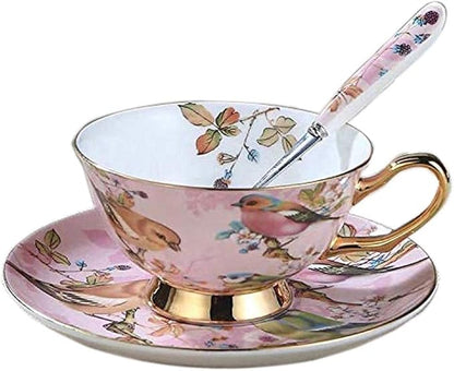 Bone China Cup& Saucer Set, 6.8oz- Birds& Trees by Eplze