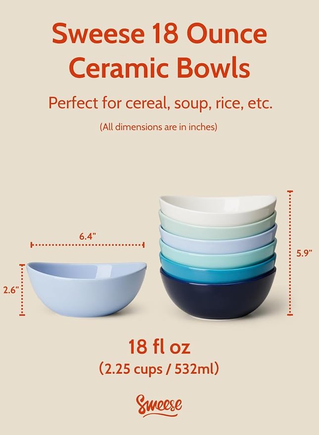 Sweese 18 oz Medium Porcelain Bowls - Image 2