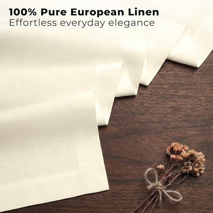 Classic Linen™ by D'Moksha Ivory Table Runner 72 Inches Long, 100% Pure Linen - Image 2