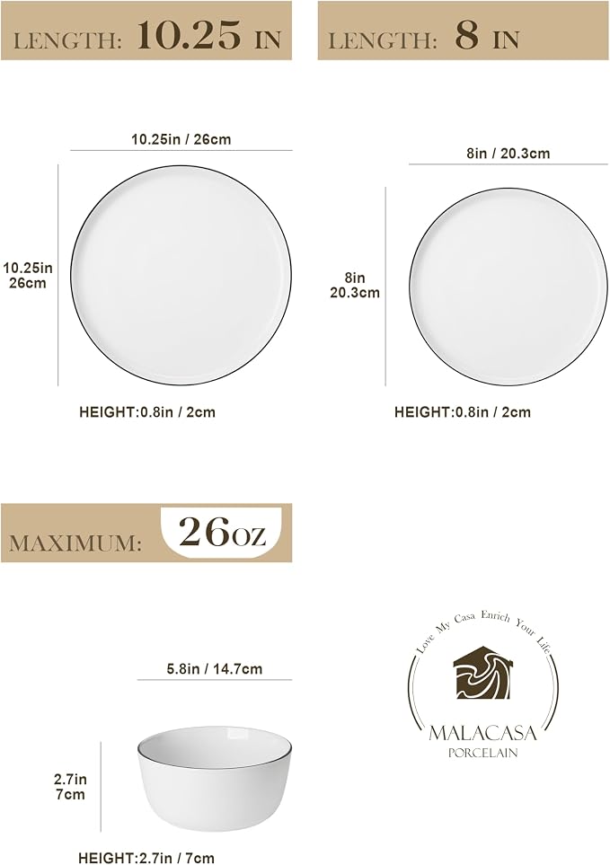 MALACASA 24-Piece Dinnerware Set - Image 2