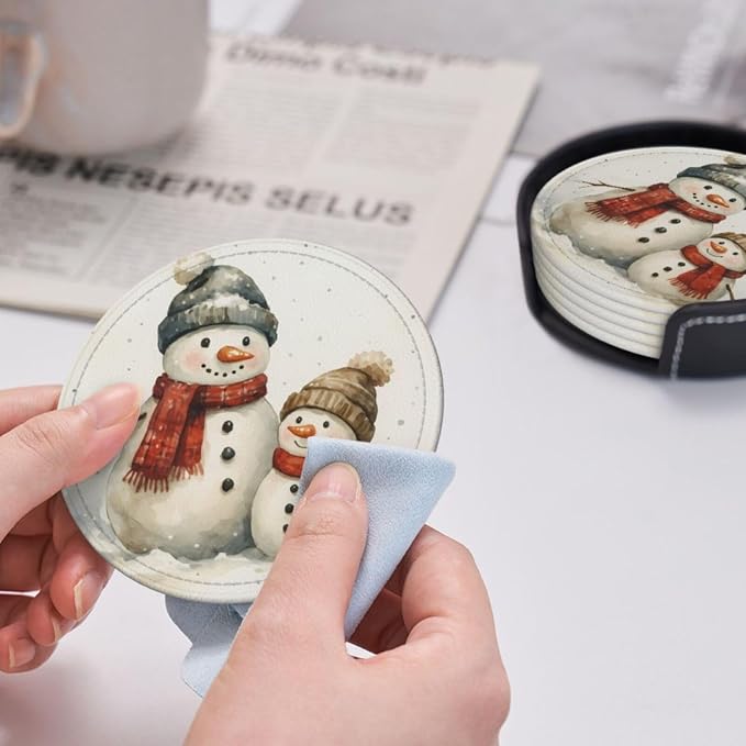 Winter Watercolor Snowman and Snow Scene Coasters - Image 5