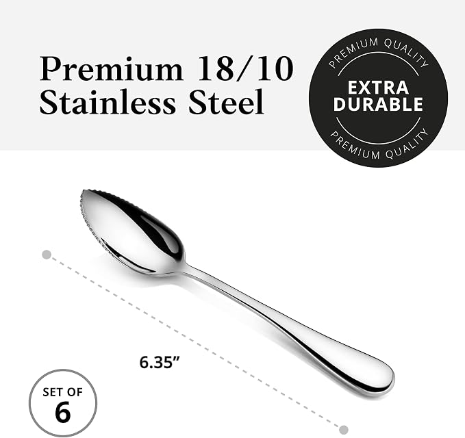 Artaste Rain 18/10 Stainless Steel Grapefruit Spoons, Serrated Edge Citrus - Image 5