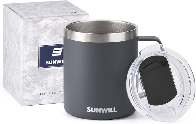 SUNWILL Travel Coffee Mug with Lid, Insulated Tumbler with Handle, 14 oz - Image 5
