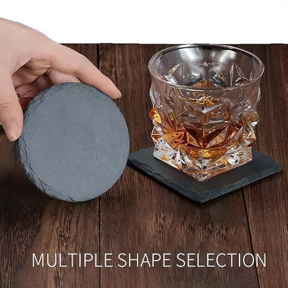 36pcs Black Slate Coasters Bulk Set 18 Round & 18 Square 4Inch Stone Coasters - Image 3