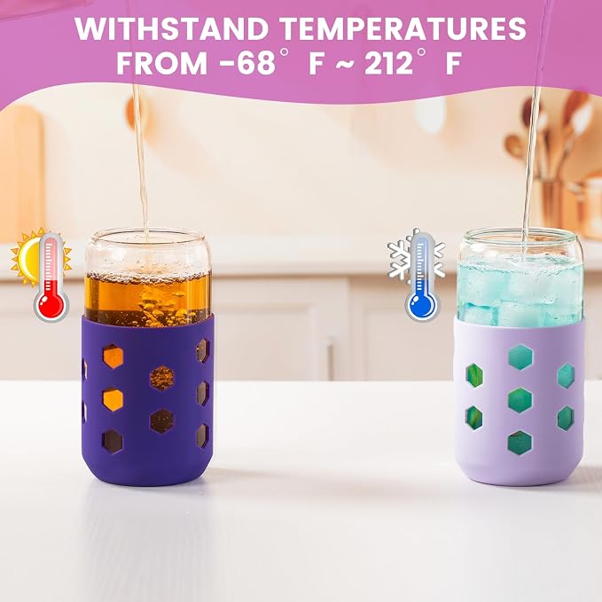 Mrsdry 16 oz Glass Cups with Lids and Straws - Image 5