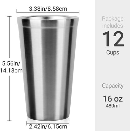 Beasea Stainless Steel Cups 16 oz, 12 Pack Large Stainless Steel Tumbler Bulk - Image 2
