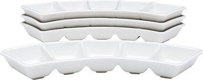 Vikko Divided Serving Tray, 5 Section Porcelain Circular Serving Party Platter, Pack of 4, 10 Inch Small White Serving Dish for Entertaining, Condiments, Candies, Charcuterie, Snack