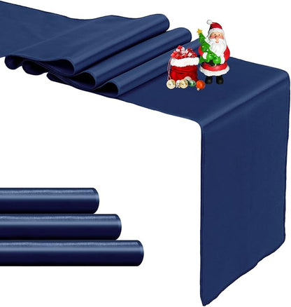 4-Pack Navy Blue Satin Table Runner 12 x 108 Inch Long Bright and Smooth Silk by Pufogu