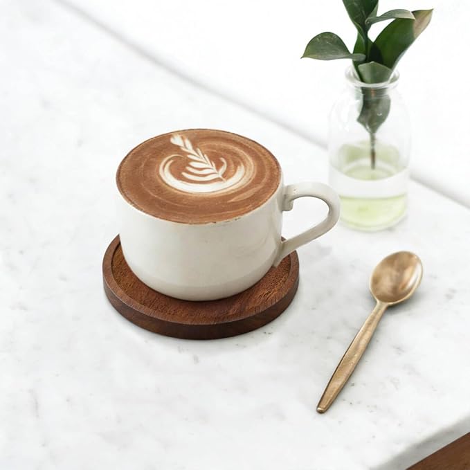 Wood Drink Coasters with Holder, Natural Absorbent Wooden Coasters - Image 8