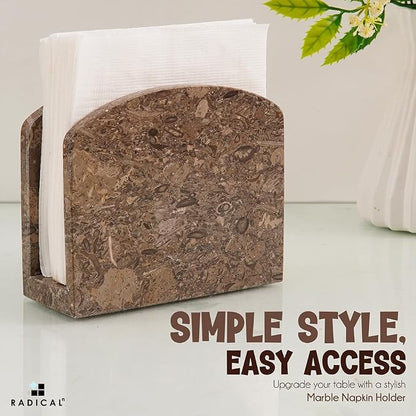 Radicaln Marble Napkin Holder 5 Inches Handmade Oceanic Stone Napkin Holder - Image 3