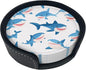 Cartoon Blue Sharks Leather Coasters Set of 6 by Nameapo
