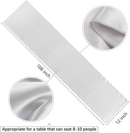 Silver Table Runners 20 Pack 12x108 inch Silk Satin Smooth Fabric | Satin Table - Image 2