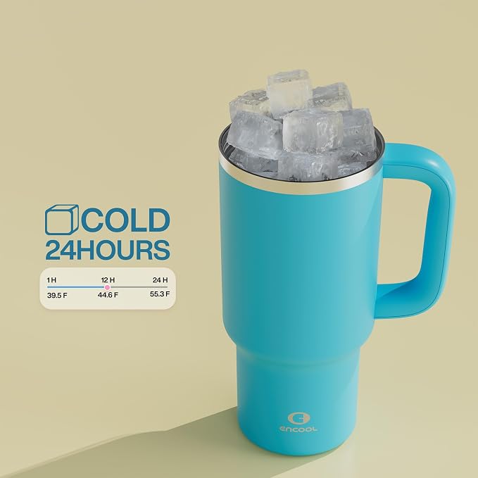 32 oz Tumbler with Handle and Straw: Stainless Steel Insulated Tumbler Keeps - Image 6