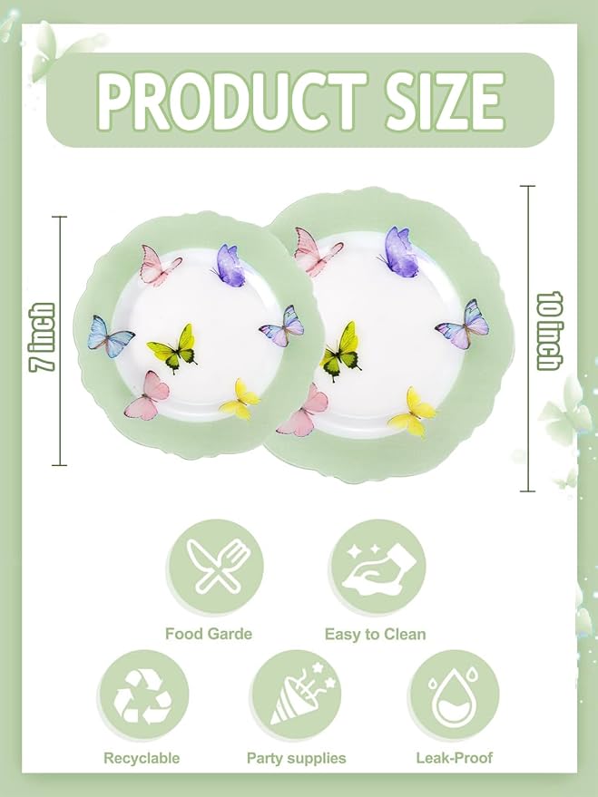 20PCS Green Butterfly Plates - Image 2