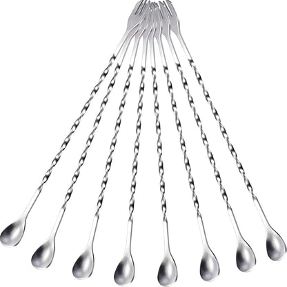 Boao 8 Pcs 10 Inch Long Bar Spoon Cocktail Spoon Stirring Mixing Stainless by Boao