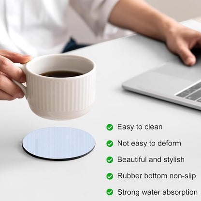 Farmhouse Blue Thin Lines Coasters Set of 4, Absorbent Coasters - Image 4
