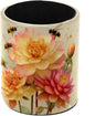 Leather Pen Holder for Desk, Watercolor Floral Pencil Cup Pen Organizer Makeup by Unknown