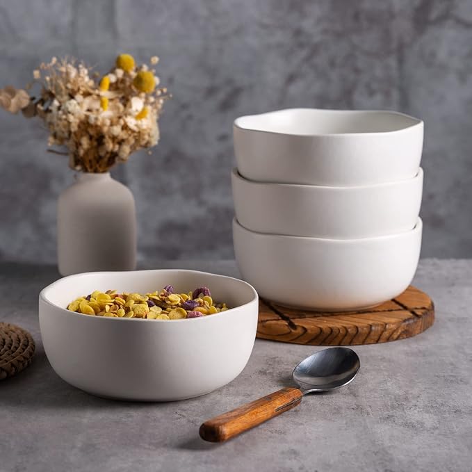 AmorArc Stoneware Cereal Bowls for Kitchen, 28oz Large Ceramic Soup Bowls Set - Image 3