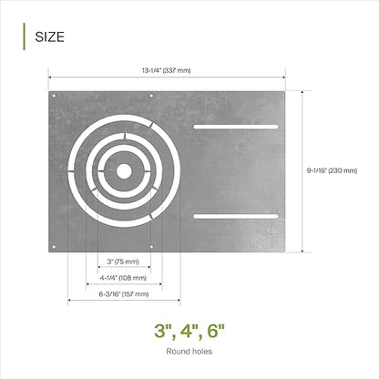 ASD 13 Inch New Construction Mounting Plate with Asymmetric Round Hole - 3/4/6 Inch Flat Steel Rough in Wafer Light Bracket, Shallow LED Recessed Lighting Housing, 6 Pack