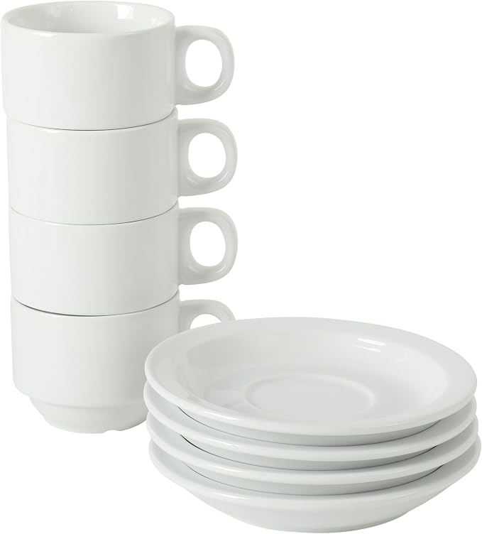 Gibson Home Gracious Dining 3-Ounce Espresso Cups Set of 4, Small Stackable - Image 5