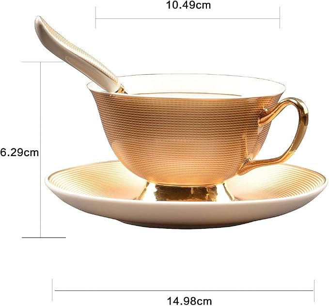 Bone China Golden Stripe Tea Cup - Image 6