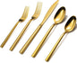 Alata Cube Gold 20-Piece Flatware Set, Forged Cutlery Set, Mirror Finish by Alata